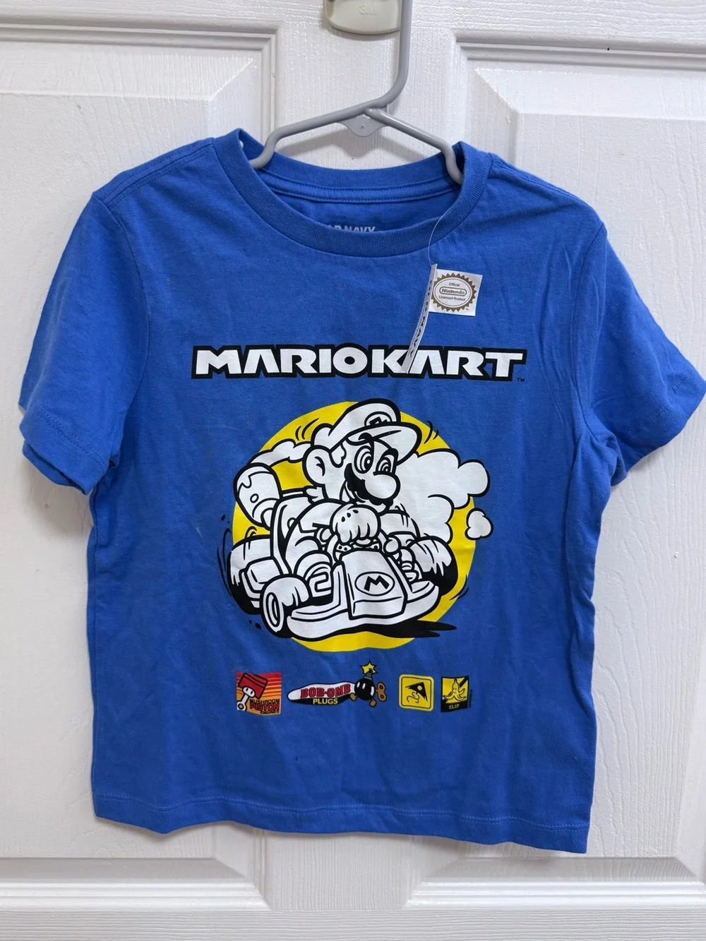 NWT Old Navy Blue Mario Kart Graphic Tee with Yellow Accents, Size XS (5)